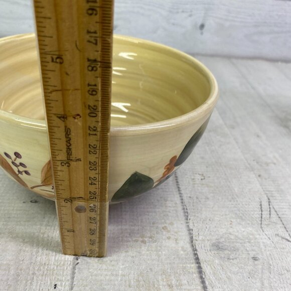 Home Trends SHADOWWOOD Tan Stoneware Leaves Flowers Large All Purpose Bowl Set 2 - Picture 10 of 16